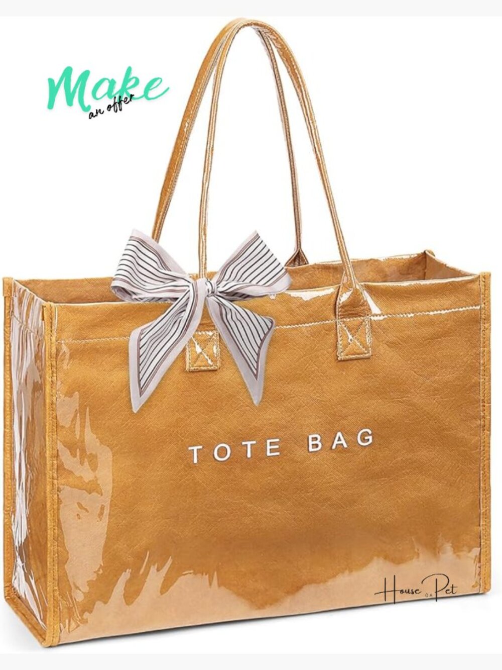 Large PVC Tote Bag for Work Travel, Clear Plastic Shoulder Hobo Handbag